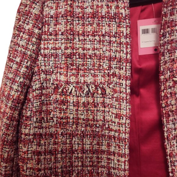 Kate Spade Textured Tweed Open Jacket Size 2 Pink White - Picture 4 of 9